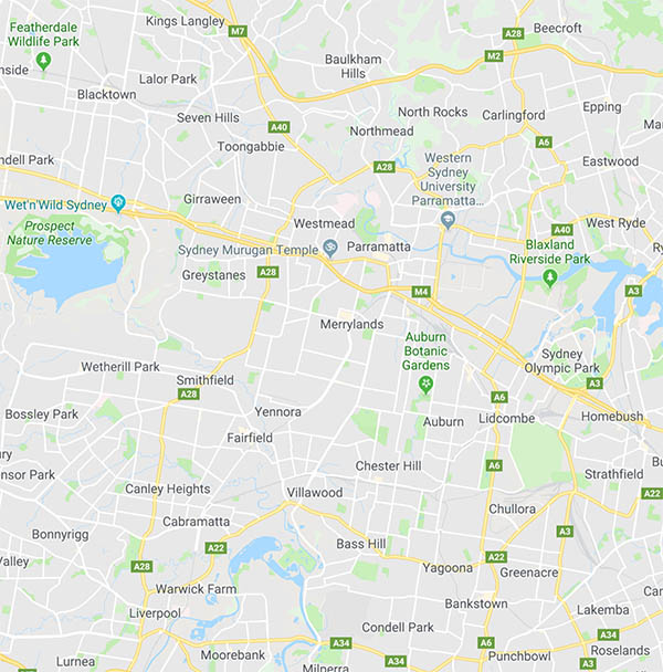 Service area map for House Painters Parramatta